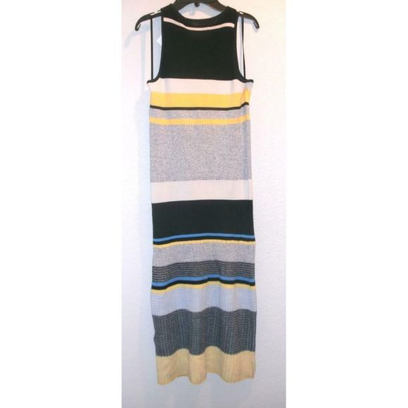 Victoria Beckham Stripe Ribbed Knit Midi Dress 6 - Picture 6 of 6